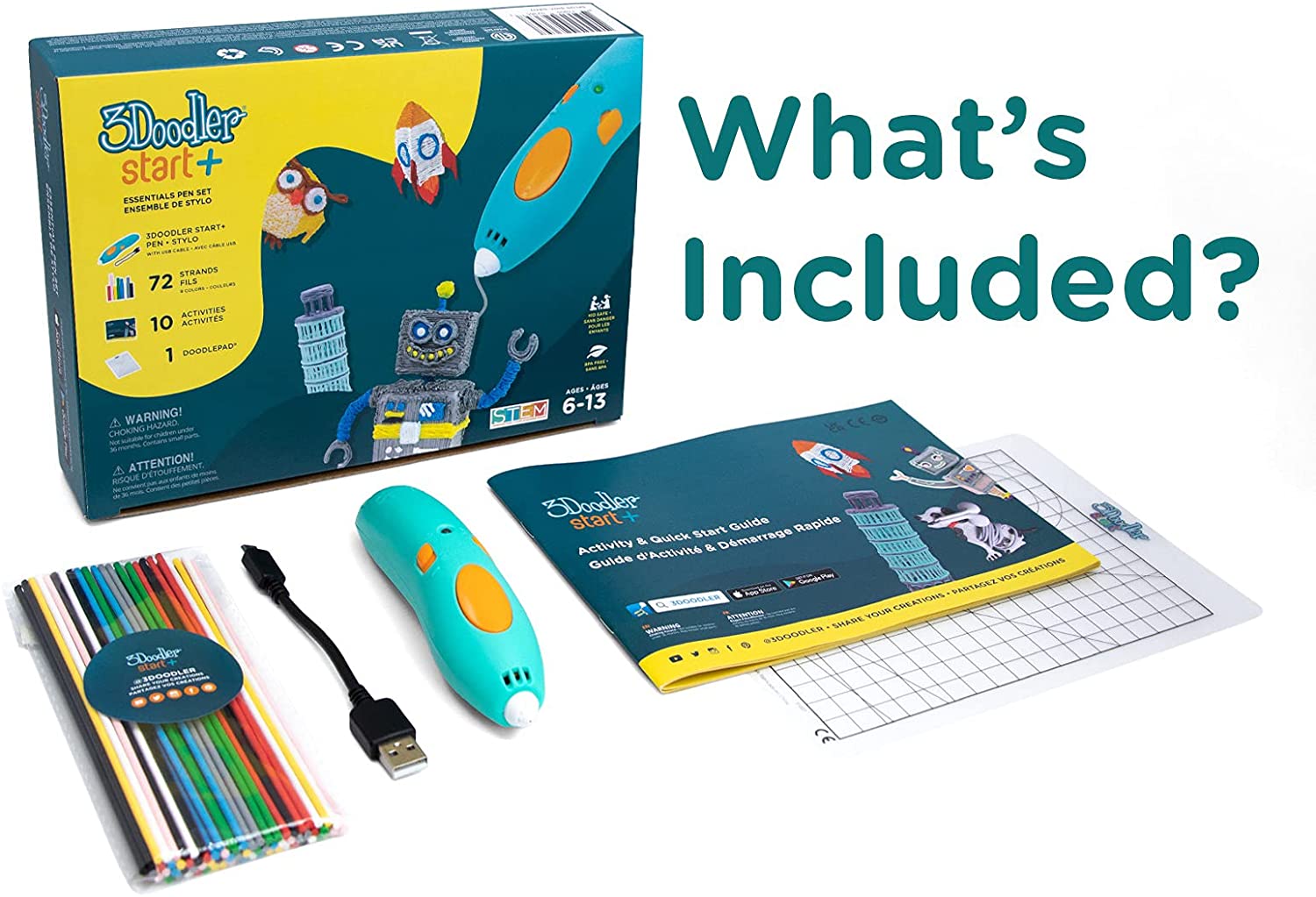 3Doodler Start Essentials 2022 – Juego de bolígrafos 3D para niños fácil de  usar juego de actividades artísticas para aprender desde casa juguete –  Yaxa Store