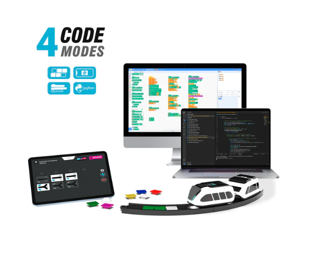 Programación Intelino con fichas de colores, Scratch y Python; dispositivos de ejemplo no incluidos